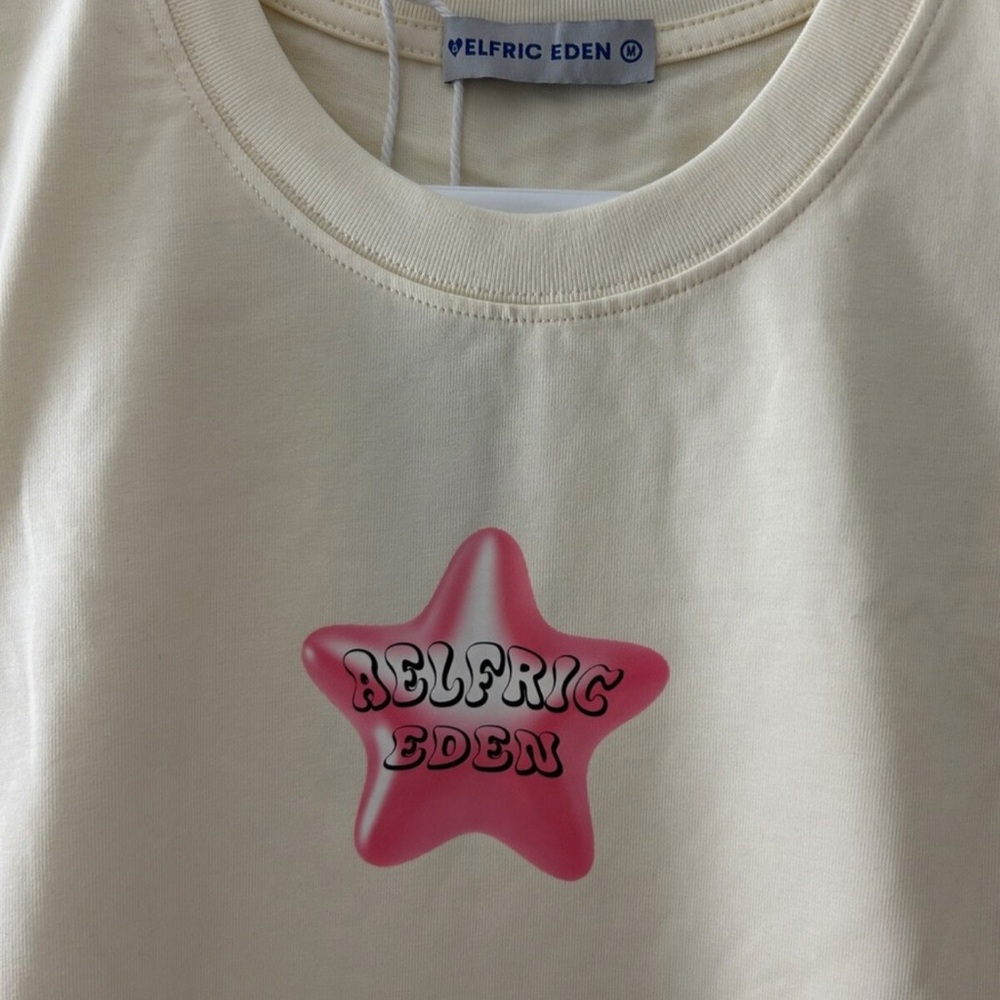 Aelfric Eden White Tee with Pink Star Graphic